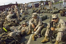 Marines and Sailors at Marine Corps Base Hawaii, November 8, 2004. © Honolulu Star-Bulletin