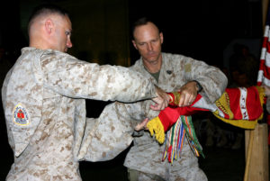 (L-R) LtCol. Norm Cooling and SgtMaj. William Stables. Haditha Dam, Iraq. September 2006.
