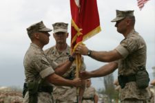 LtCol. Nathan Nastase (L), SgtMaj William Stables (C), LtCol Norm Cooling (R). Marine Corps Base Hawaii. October 2006.