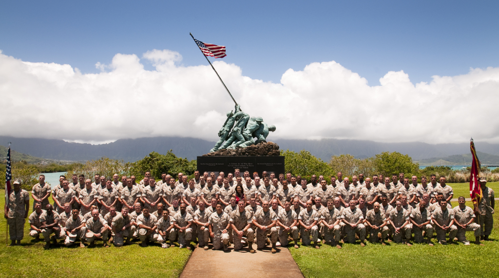 Marines and sailors from the command and staff of 3rd Battalion 3rd Marines aboard Marine Corps Base Hawaii on May 3, 2010. Courtesy: Mark Fayloga